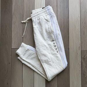 Adidas Women's Cream Joggers with Stripes